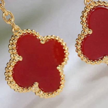 [OAK JURI]CLOVER  2 MOTIF  TIGER EYE CARNELIAN EARRINGS