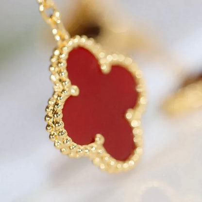 [OAK JURI]CLOVER  2 MOTIF  TIGER EYE CARNELIAN EARRINGS