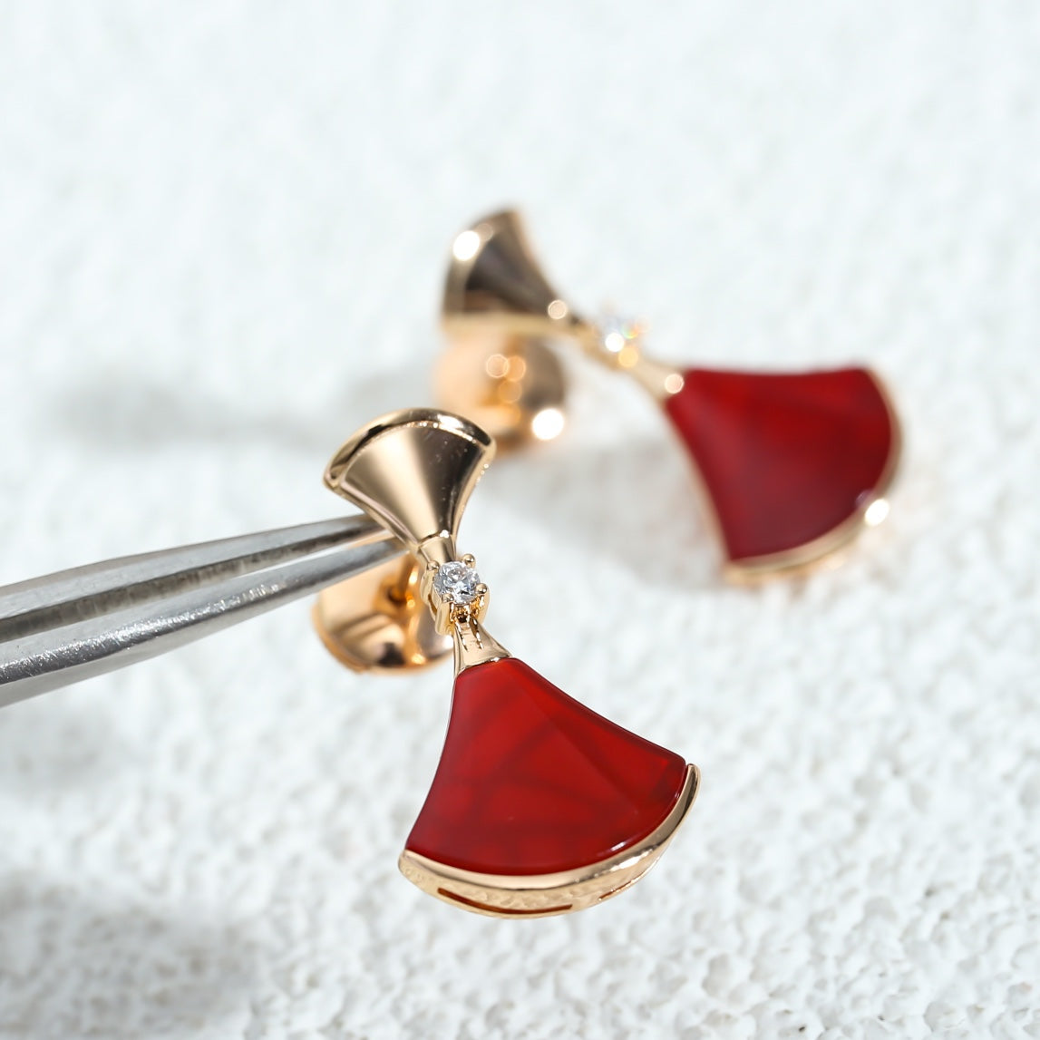 [OAK JURI]DREAM Carnelian PINK GOLD EARRINGS