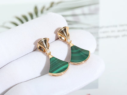 [OAK JURI]DREAM MALACHITE PINK GOLD EARRINGS