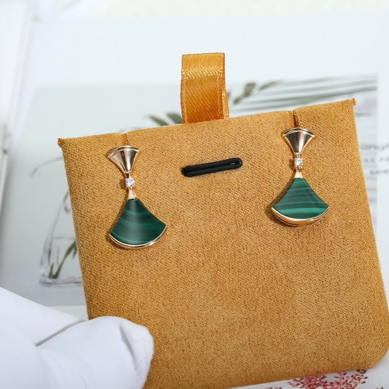 [OAK JURI]DREAM MALACHITE PINK GOLD EARRINGS