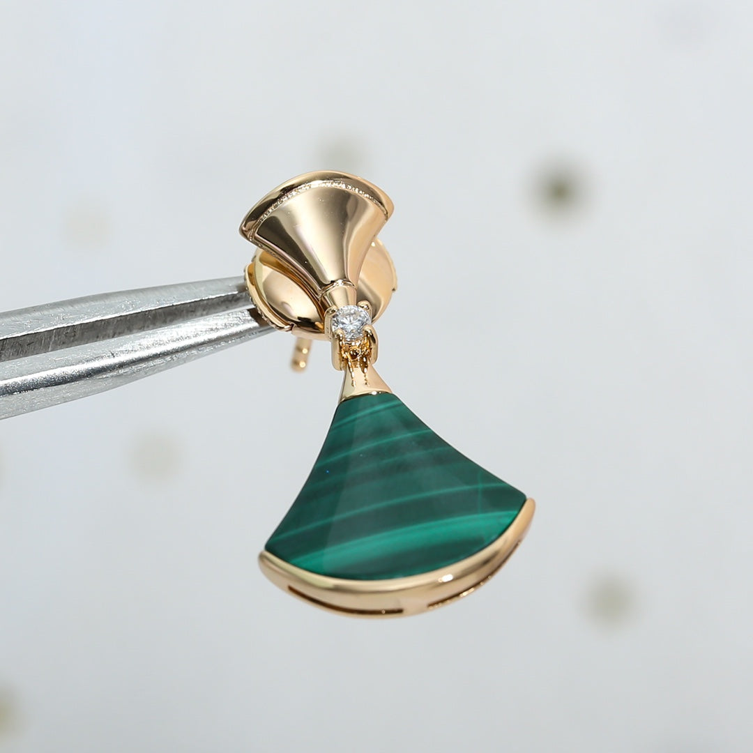 [OAK JURI]DREAM MALACHITE PINK GOLD EARRINGS