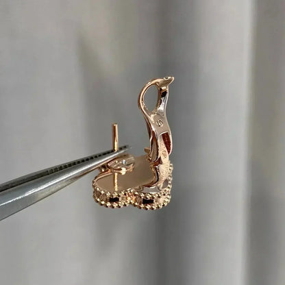 [OAK JURI]CLOVER MEDIUM 1 MOTIFS  PINK MOP DIAMOND EARRINGS