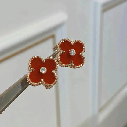 [OAK JURI]CLOVER MEDIUM 1 MOTIFS CARNELIAN  DIAMOND earrings