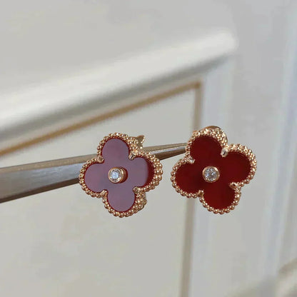 [OAK JURI]CLOVER MEDIUM 1 MOTIFS CARNELIAN  DIAMOND earrings