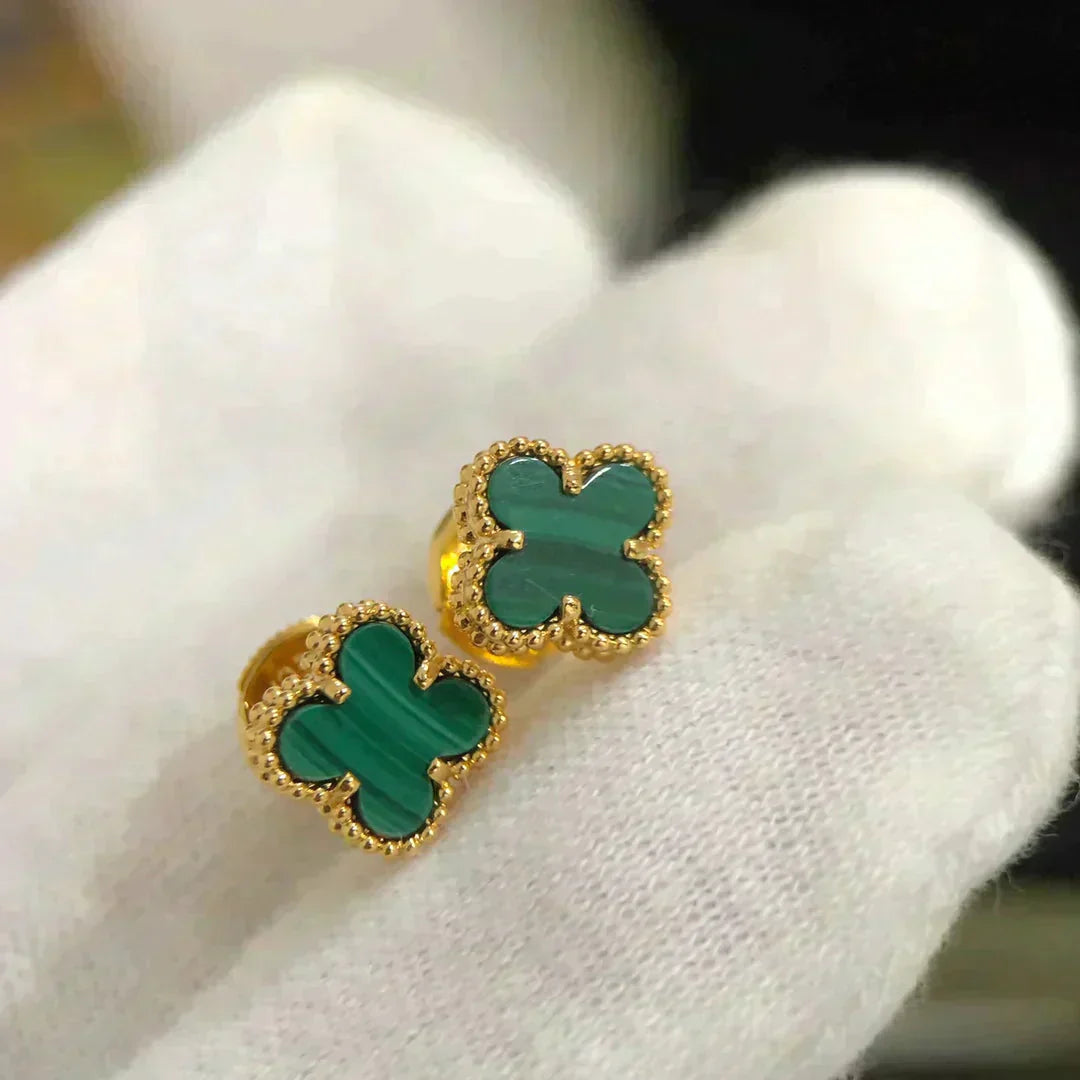 [OAK JURI]CLOVER MINI 9.5MM MALACHITE  EARRINGS