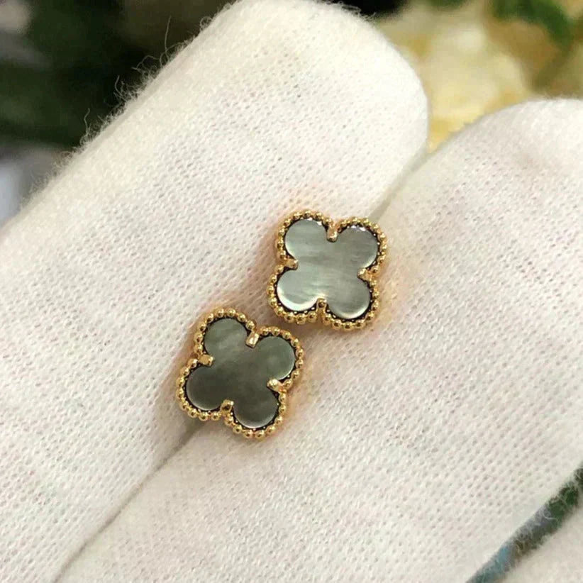[OAK JURI]CLOVER MINI 9.5MM GRAY MOP EARRINGS