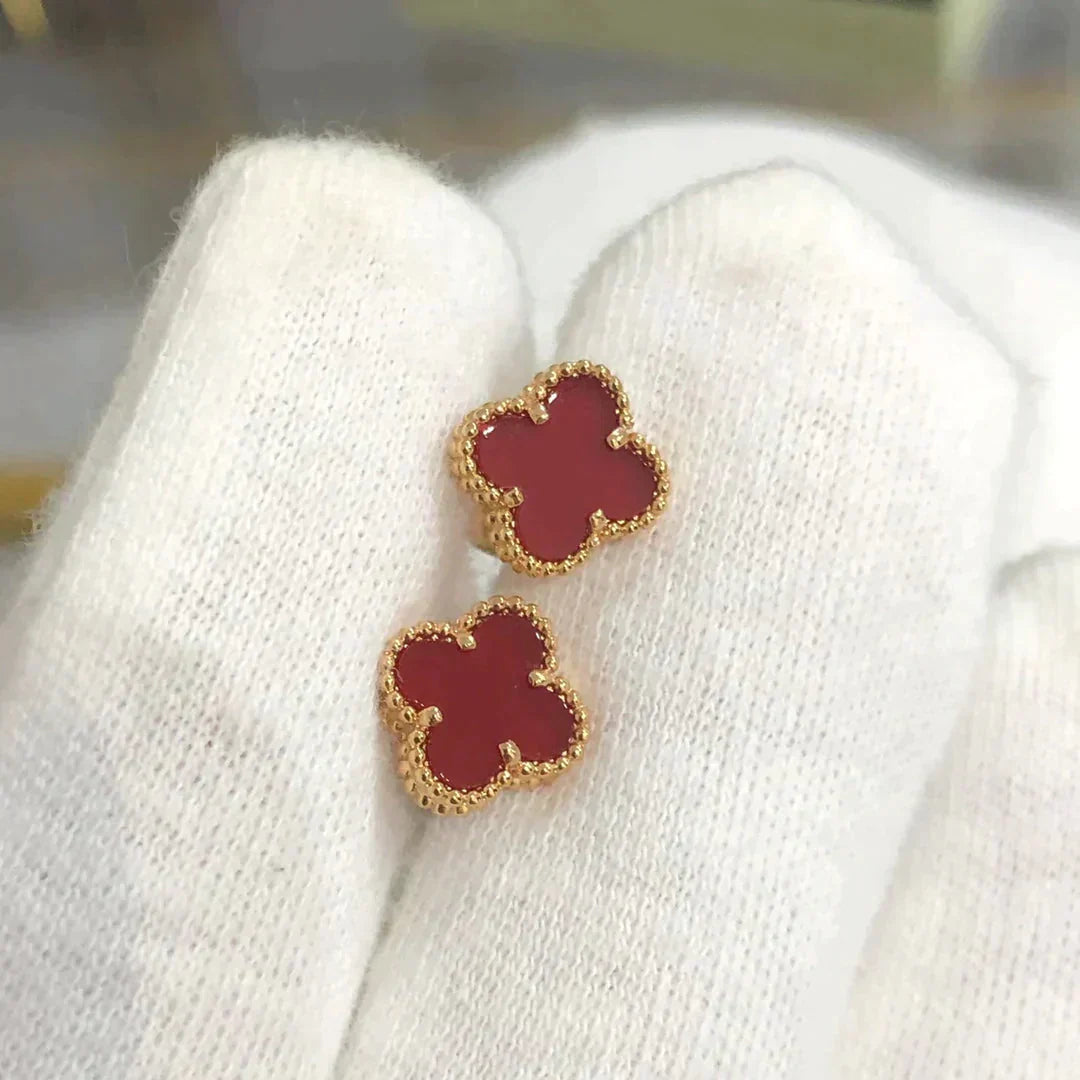 [OAK JURI]CLOVER MINI 9.5MM CARNELIAN EARRINGS