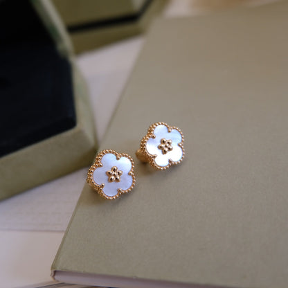 [OAK JURI]LUCKY PINK GOLD WHITE MOP EARRINGS