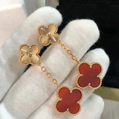[OAK JURI]CLOVER 2 MOTIF  LASER CARNELIAN EARRINGS