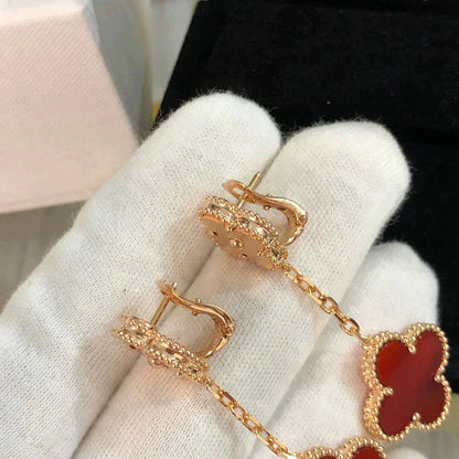[OAK JURI]CLOVER 2 MOTIF  LASER CARNELIAN EARRINGS