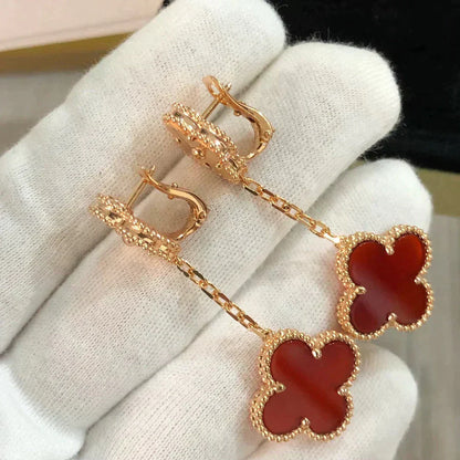 [OAK JURI]CLOVER 2 MOTIF  LASER CARNELIAN EARRINGS