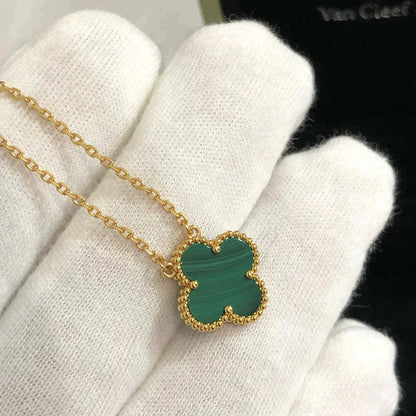 [OAK JURI]CLOVER 15MM MALACHITE SINGLE FLOWER  NECKLACE
