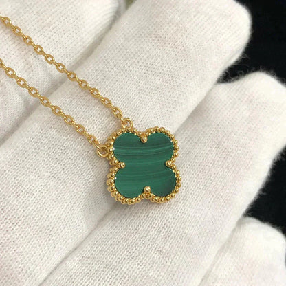 [OAK JURI]CLOVER 15MM MALACHITE SINGLE FLOWER  NECKLACE