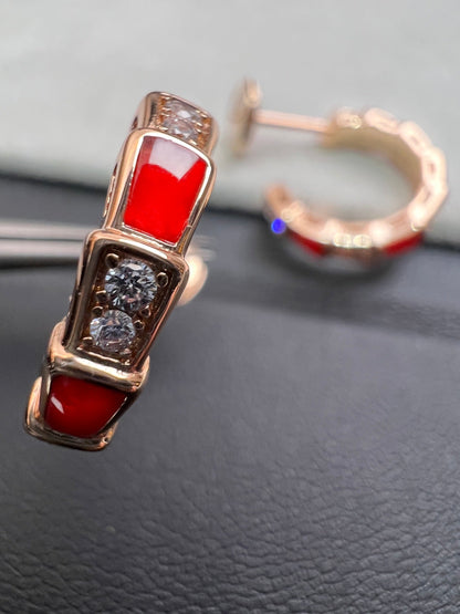 [OAK JURI]SERPENTI CARNELIAN PINK GOLD EARRINGS
