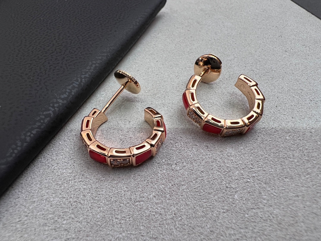 [OAK JURI]SERPENTI CARNELIAN PINK GOLD EARRINGS