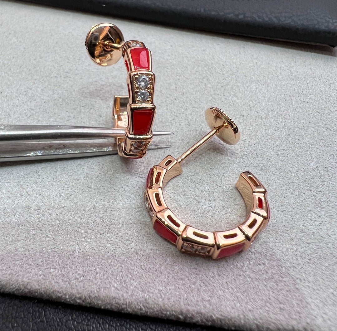[OAK JURI]SERPENTI CARNELIAN PINK GOLD EARRINGS