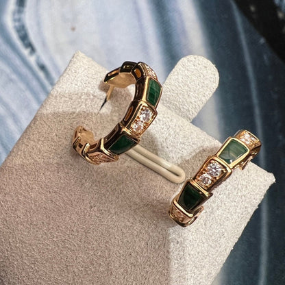 [OAK JURI]SERPENTI MALACHITE PINK GOLD EARRINGS