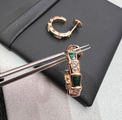 [OAK JURI]SERPENTI MALACHITE PINK GOLD EARRINGS