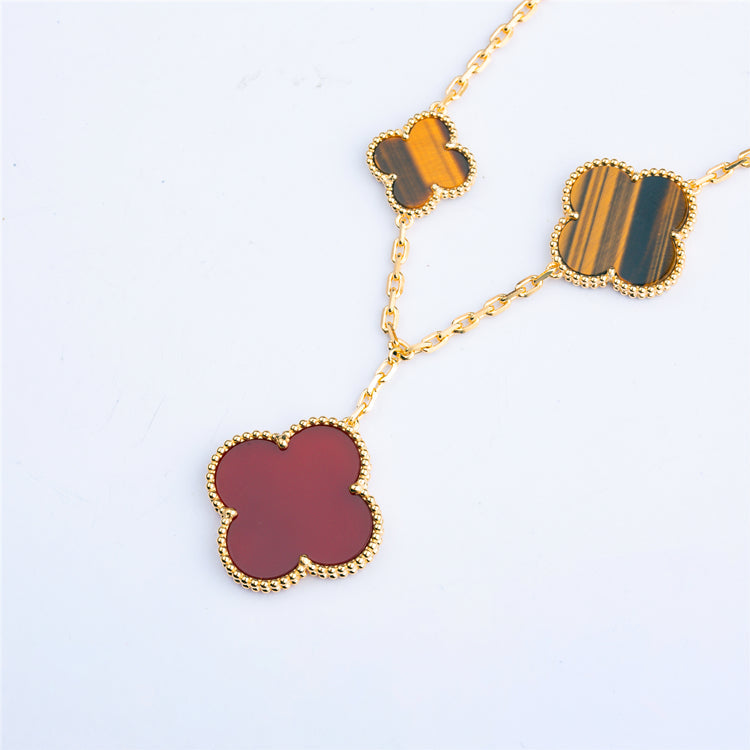 [OAK JURI]CLOVER BRACELET 5 MOTIFS CARNELIAN TIGER EYE