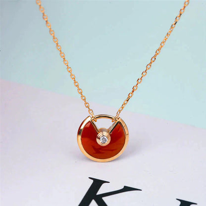 [OAK JURI]AMULETTE GOLD CARNELIAN ONYX NECKLACE