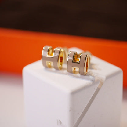 [OAK JURI]MINI POP H GOLD EARRINGS GREY