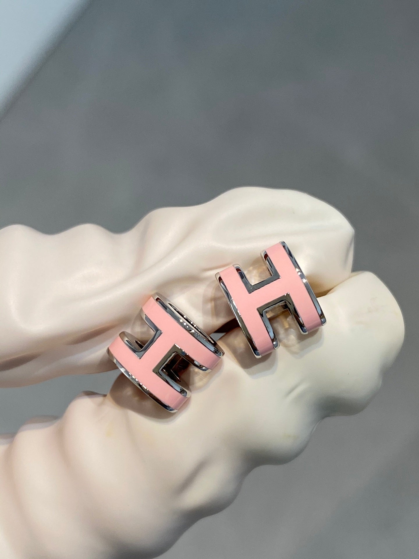 [OAK JURI]MINI POP H SILVER EARRINGS PINK