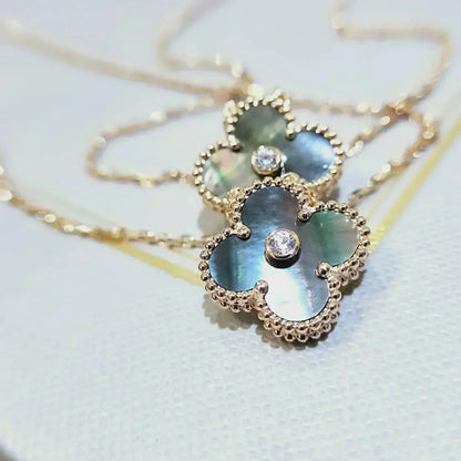 [OAK JURI]CLOVER 15MM DIAMOND AND MOTHER-OF-GREY NECKLACE