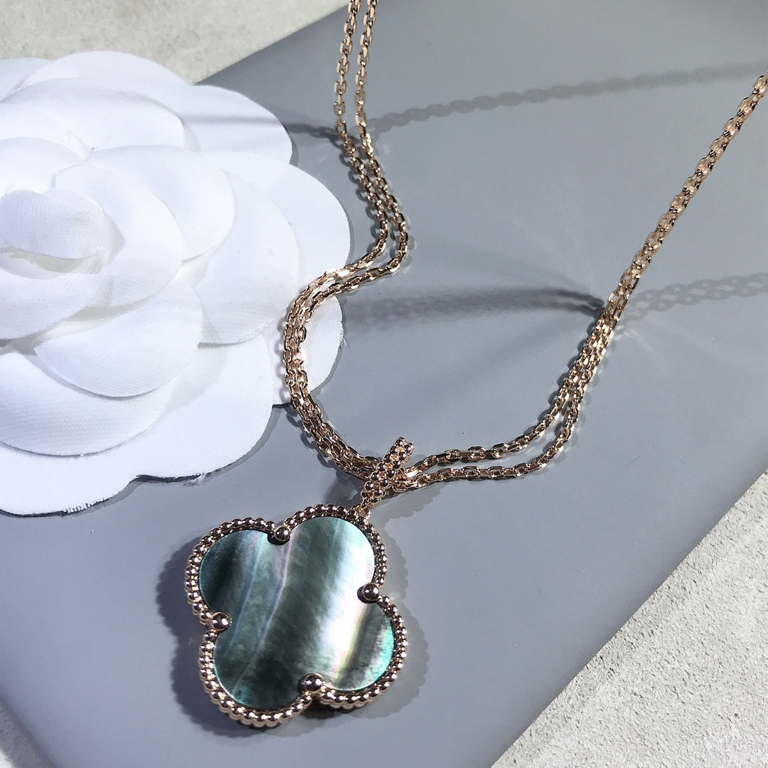[OAK JURI]CLOVER 25MM GOLD DARK MOP BIG CLOVER NECKLACE