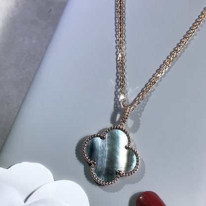 [OAK JURI]CLOVER 25MM GOLD DARK MOP BIG CLOVER NECKLACE