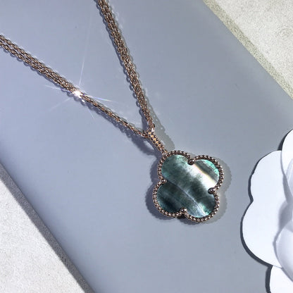 [OAK JURI]CLOVER 25MM GOLD DARK MOP BIG CLOVER NECKLACE