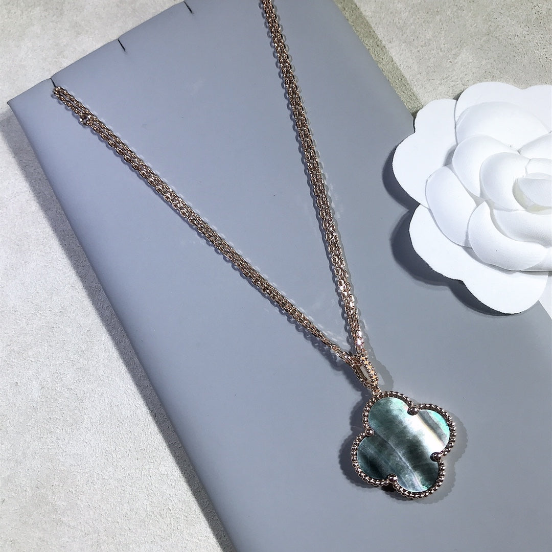 [OAK JURI]CLOVER 25MM GOLD DARK MOP BIG CLOVER NECKLACE