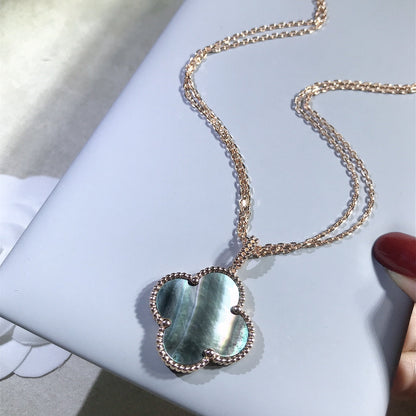 [OAK JURI]CLOVER 25MM GOLD DARK MOP BIG CLOVER NECKLACE