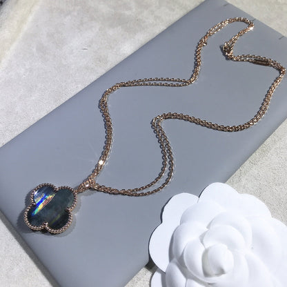 [OAK JURI]CLOVER 25MM GOLD DARK MOP BIG CLOVER NECKLACE