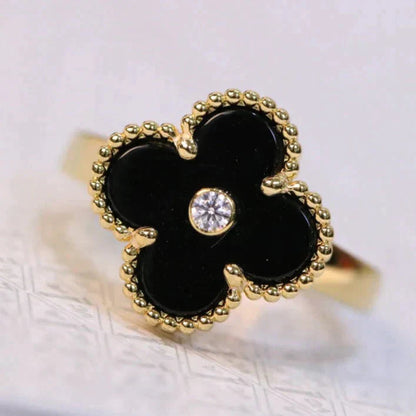 [OAK JURI]CLOVER ONYX RING GOLD DIAMOND
