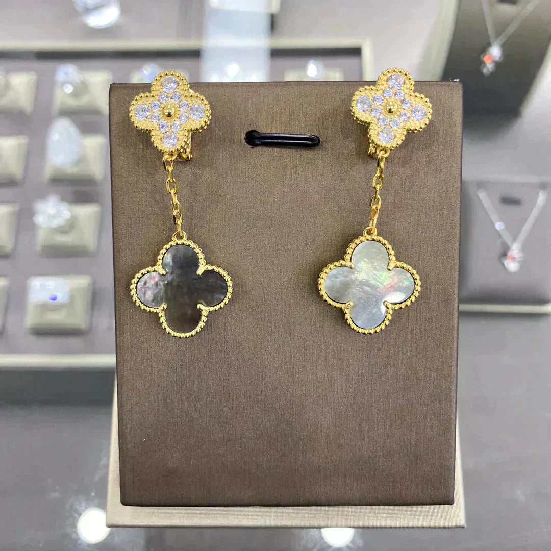 [OAK JURI]CLOVER  2 MOTIFS  DIAMOND  EARRINGS (MULTIPLE CHOICESç´