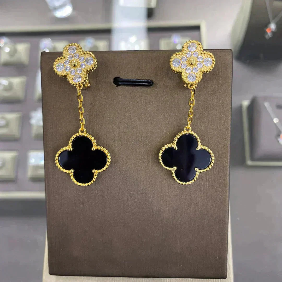 [OAK JURI]CLOVER  2 MOTIFS  DIAMOND  EARRINGS (MULTIPLE CHOICESç´