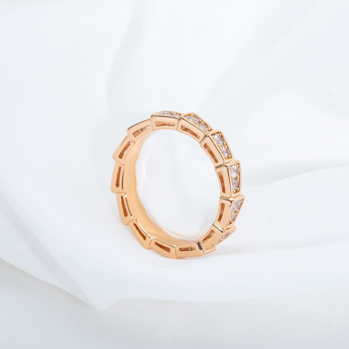 [OAK JURI]SERPENTI RING PINK GOLD DIAMOND PAVED 3MM