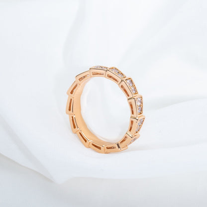[OAK JURI]SERPENTI RING PINK GOLD DIAMOND PAVED 3MM