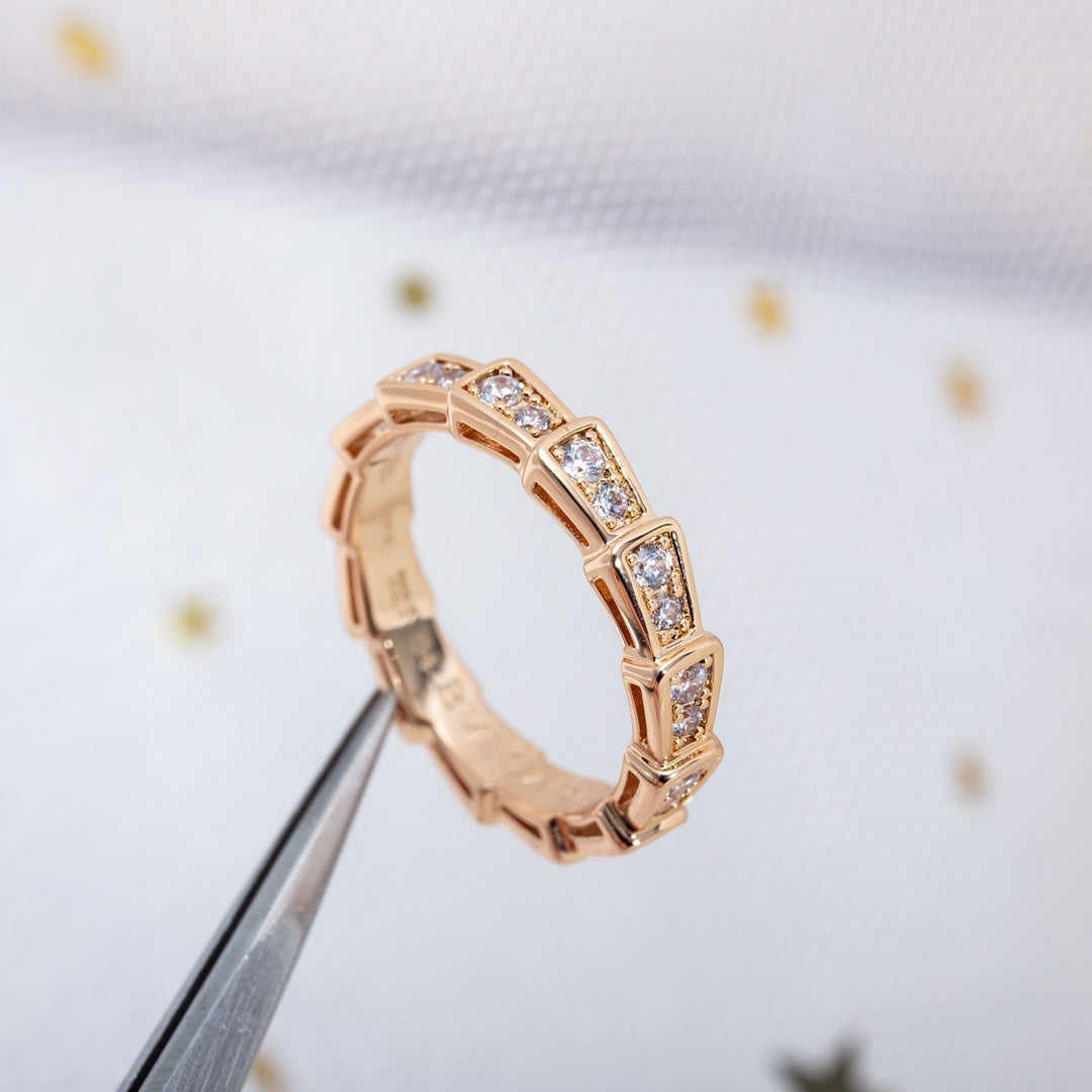 [OAK JURI]SERPENTI RING PINK GOLD DIAMOND PAVED 3MM