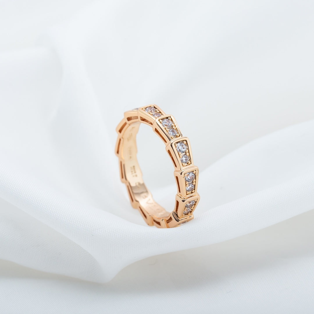 [OAK JURI]SERPENTI RING PINK GOLD DIAMOND PAVED 3MM