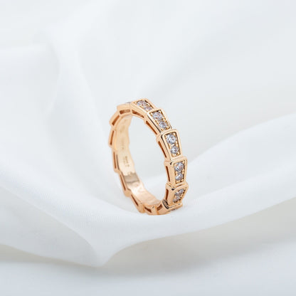 [OAK JURI]SERPENTI RING PINK GOLD DIAMOND PAVED 3MM