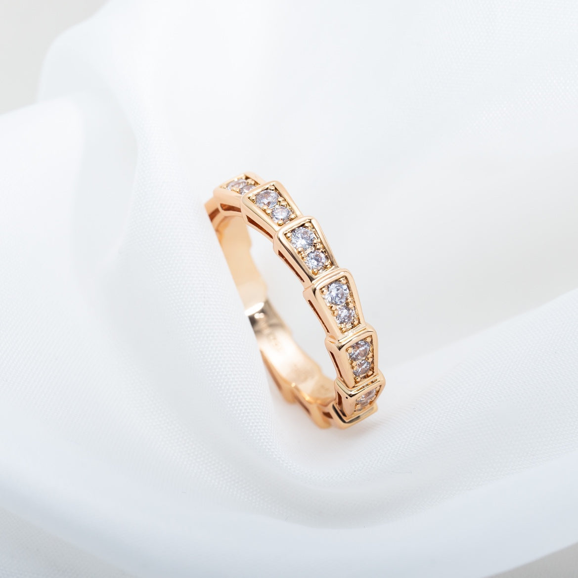 [OAK JURI]SERPENTI RING PINK GOLD DIAMOND PAVED 3MM