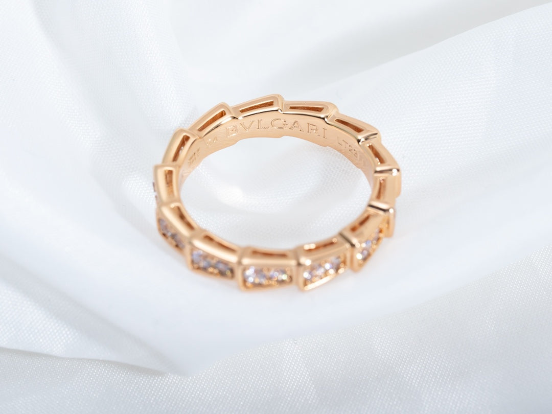 [OAK JURI]SERPENTI RING PINK GOLD DIAMOND PAVED 3MM