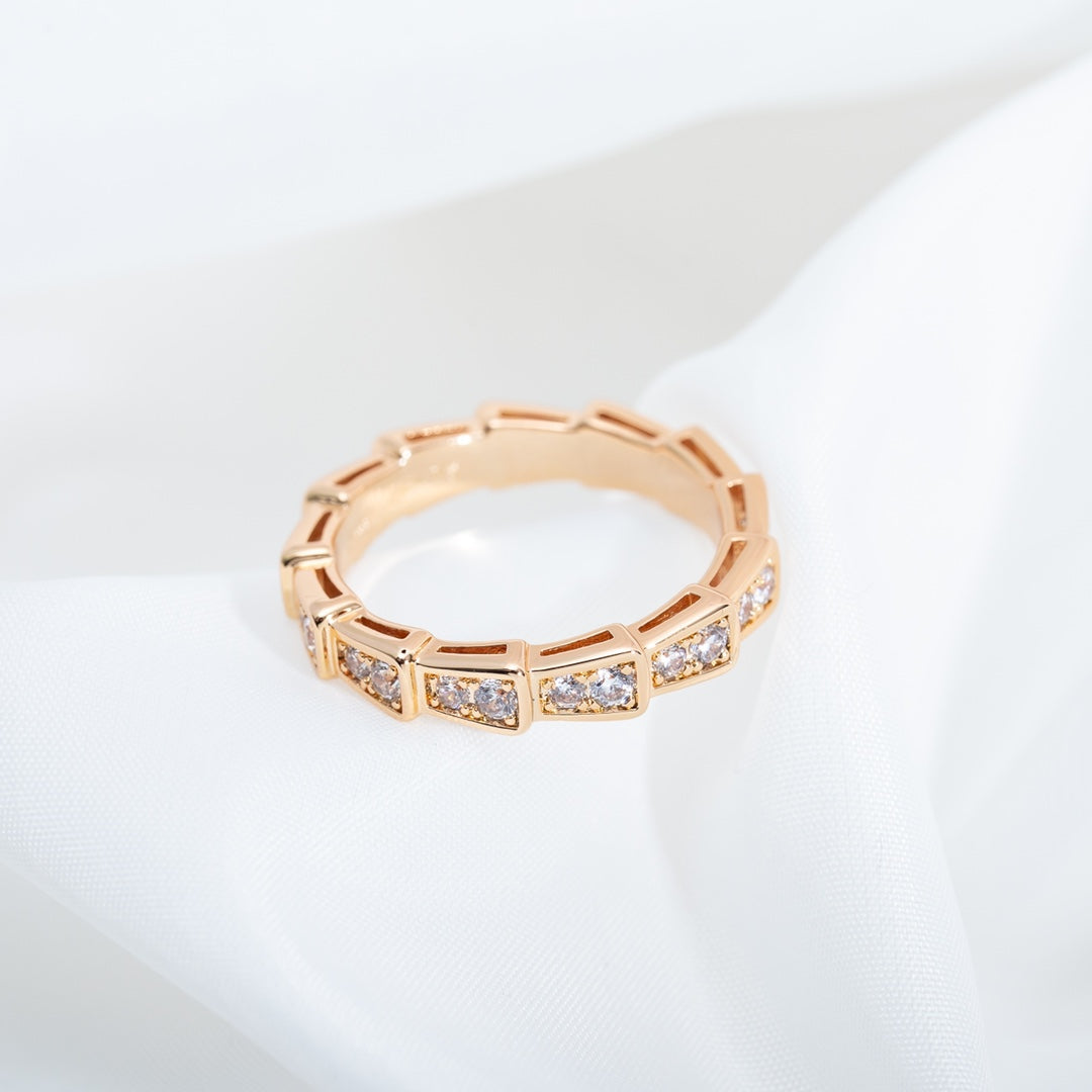 [OAK JURI]SERPENTI RING PINK GOLD DIAMOND PAVED 3MM