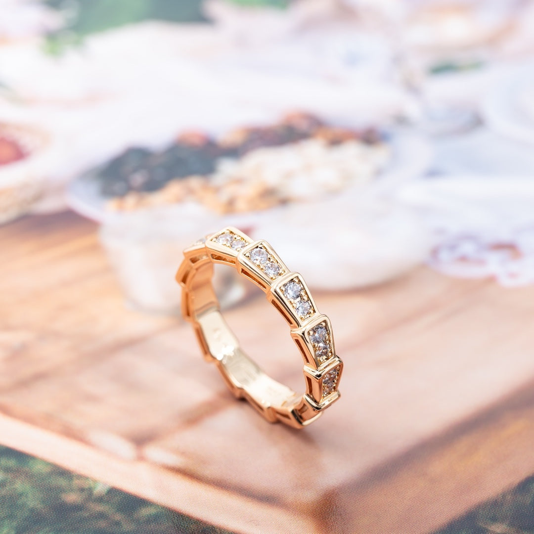 [OAK JURI]SERPENTI RING PINK GOLD DIAMOND PAVED 3MM