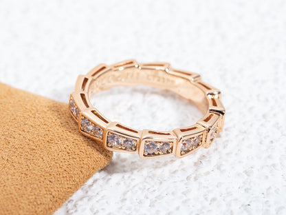 [OAK JURI]SERPENTI RING PINK GOLD DIAMOND PAVED 3MM