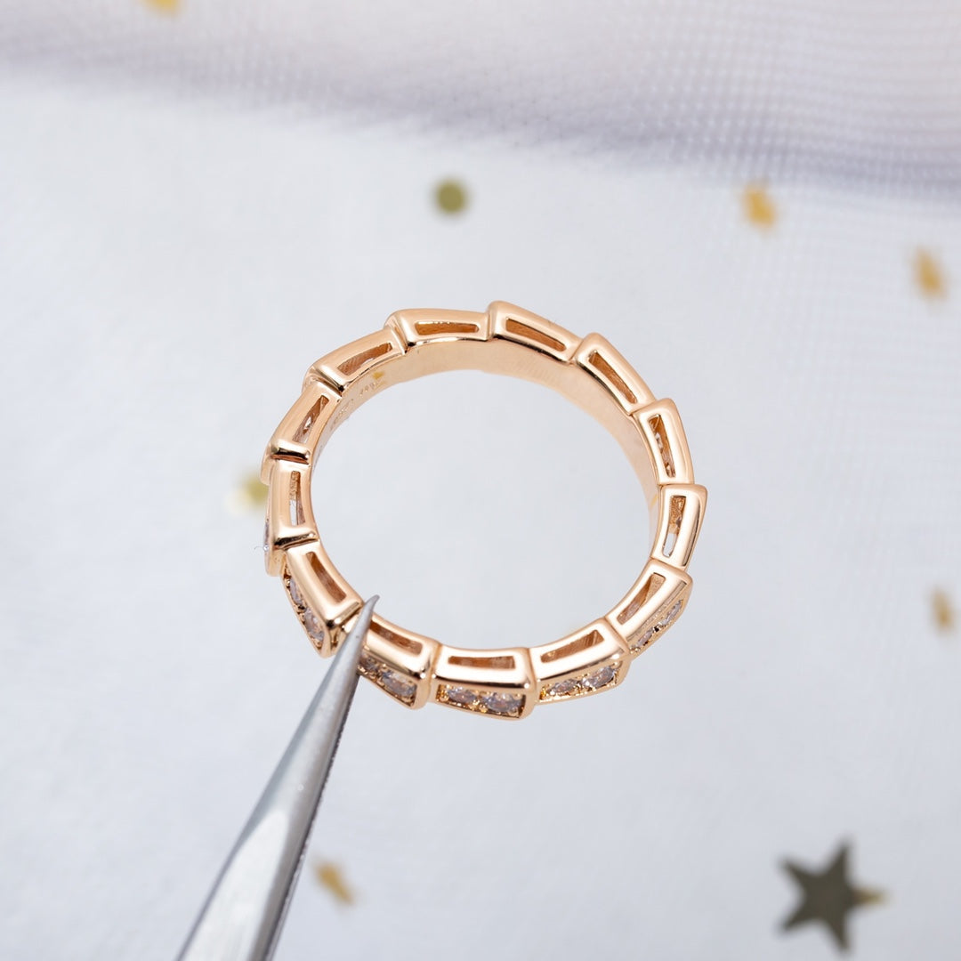 [OAK JURI]SERPENTI RING PINK GOLD DIAMOND PAVED 3MM
