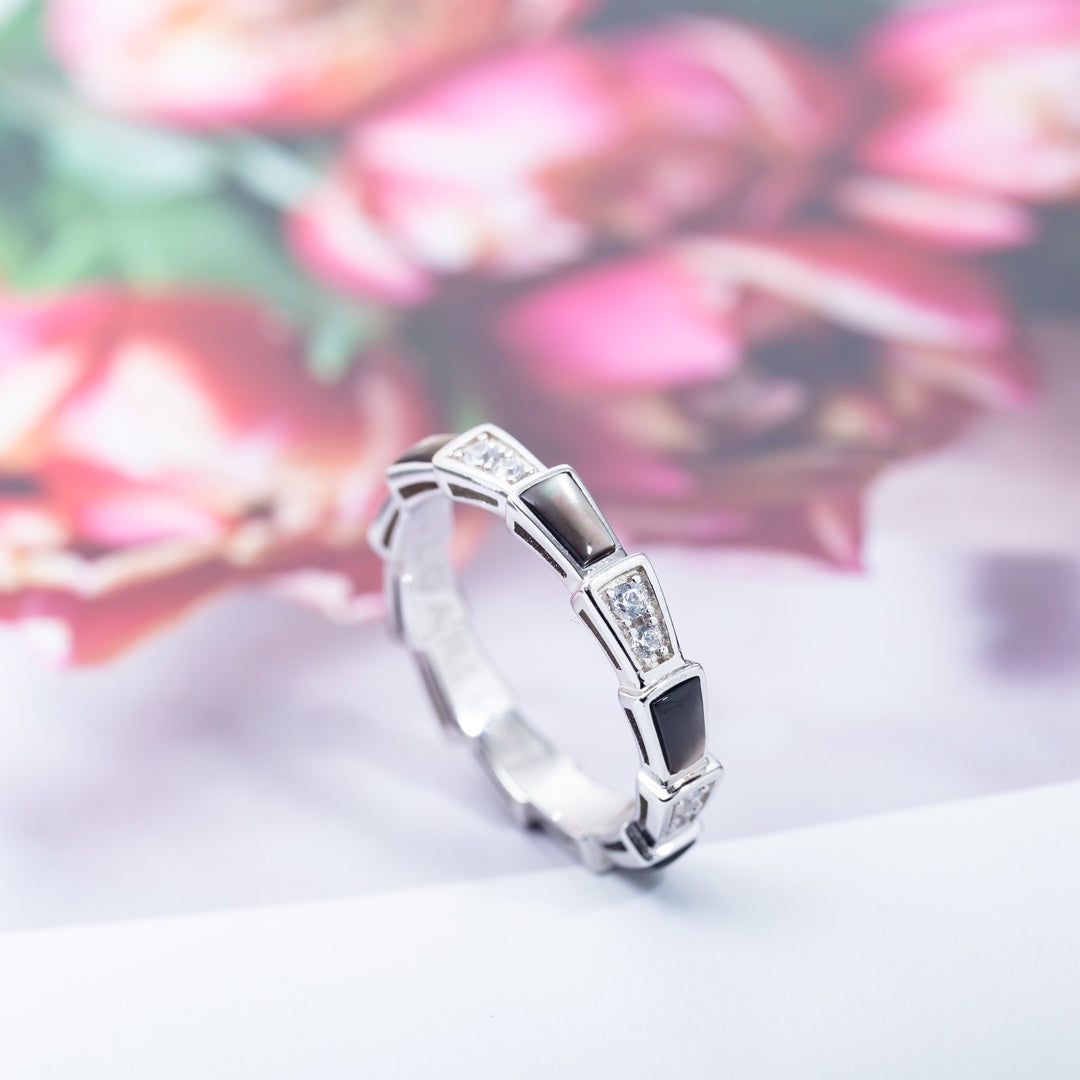 [OAK JURI]SERPENTI RING SILVER  DIAMOND BLACK MOP 3MM