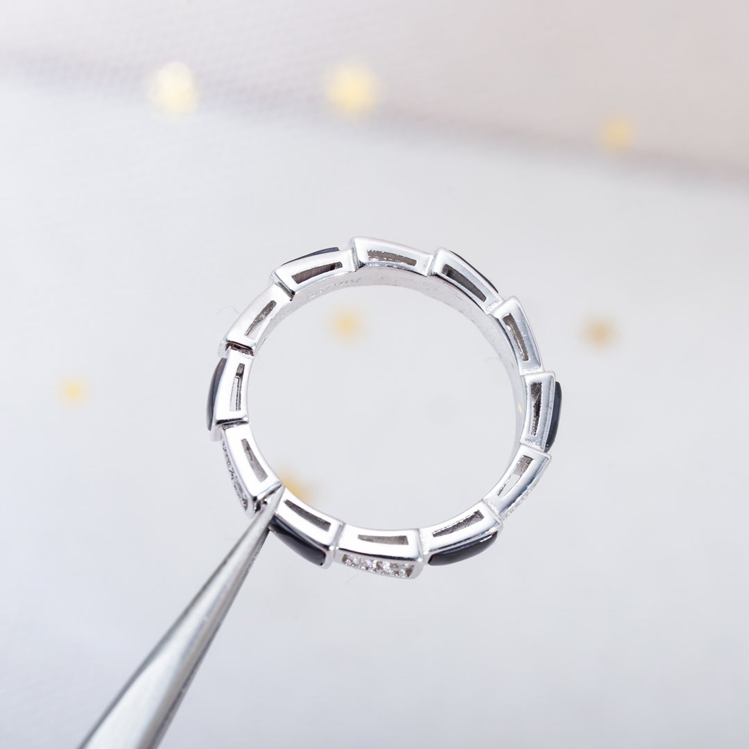 [OAK JURI]SERPENTI RING SILVER  DIAMOND BLACK MOP 3MM